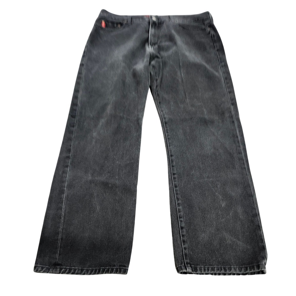 GUESS JEANS JEANS MENS 38 MZ924 BLACK VINTAGE RELAXED STRAIGHT EUC